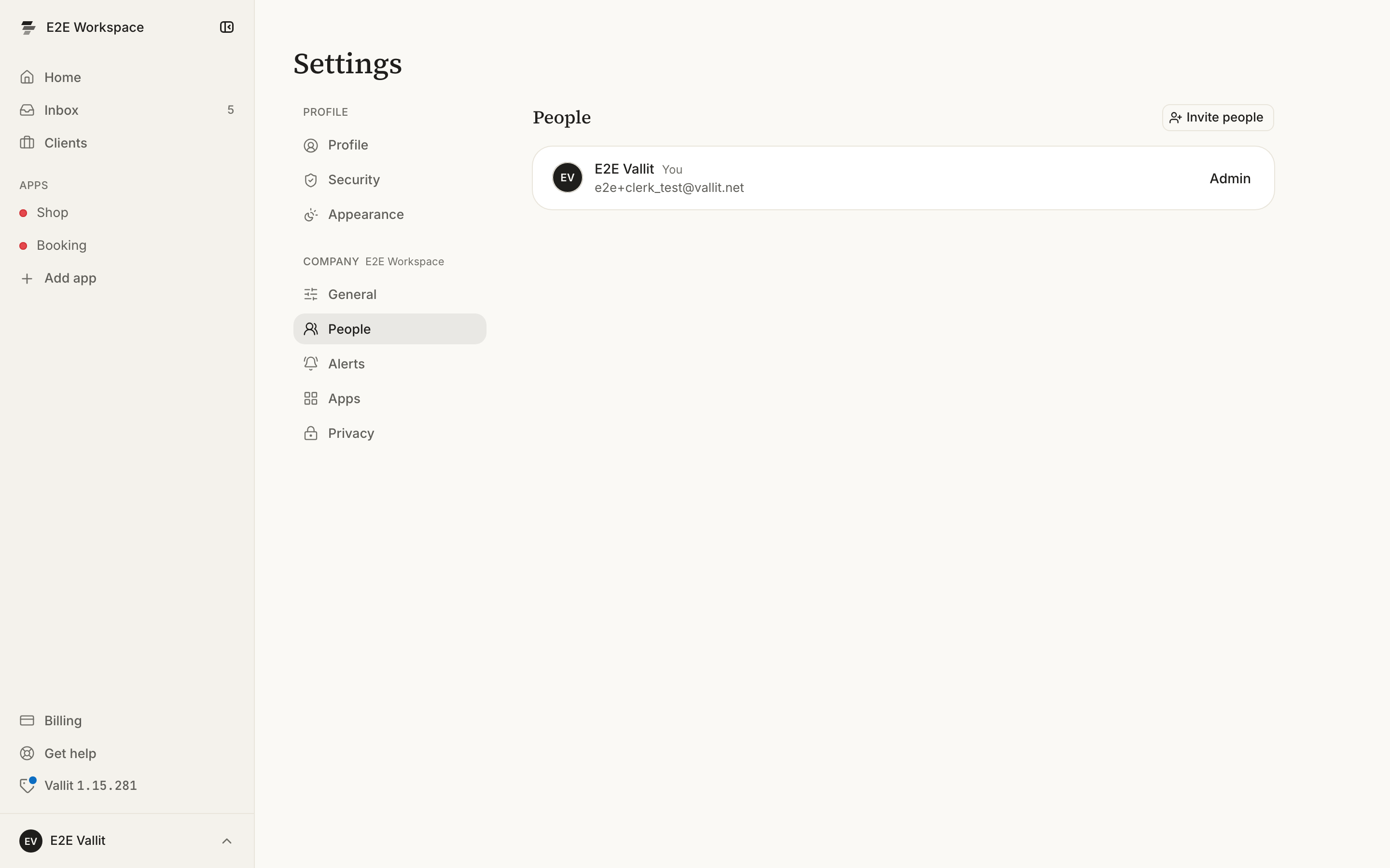The People section: the Invite people button (3) and the list of members with their roles (4).