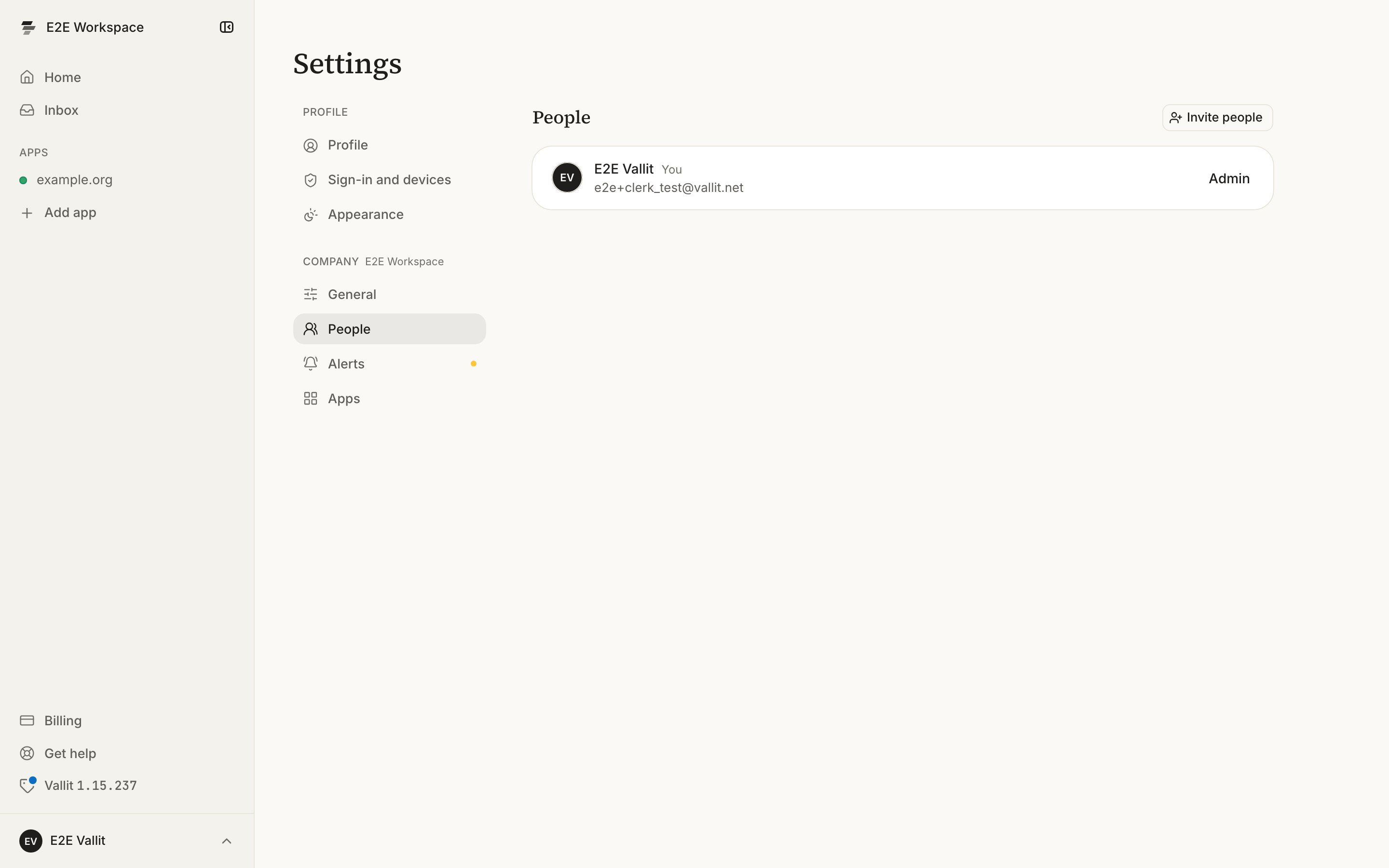 The People section: the Invite people button (3) and the list of members with their roles (4).